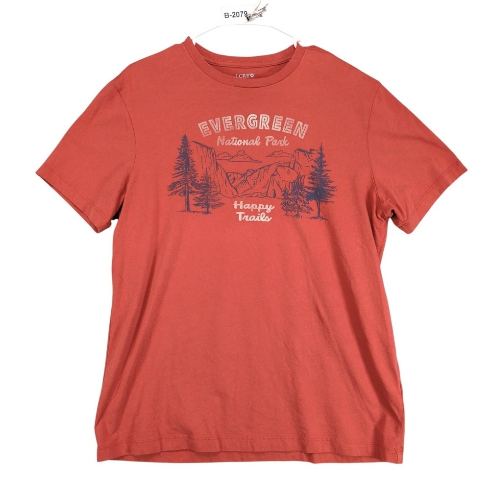 J Crew Evergreen National Park Orange T-Shirt Mens M Happy Trails Gorpcore Camp